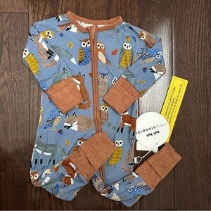 Little Sleepies Woodland Owl Blue and Brown Footie